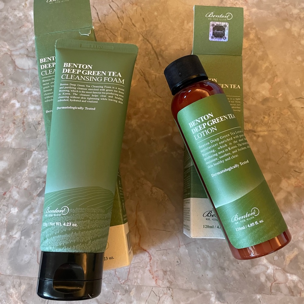 NIB K-Beauty Benton Green Tea Cleanser & Facial Lotion